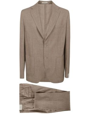Eleventy Single Breasted Suits - Natural
