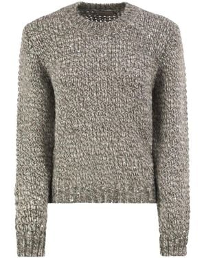 Herno Truien & Vesten ,Grijs ,Pailletten Alpaca-Blend Trui Met Pailletten