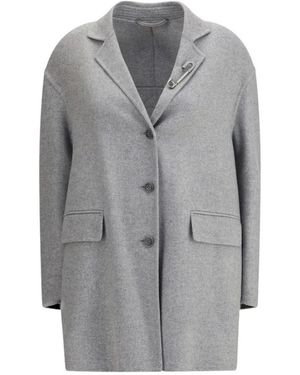 Ermanno Scervino Single-Breasted Coats - Grigio