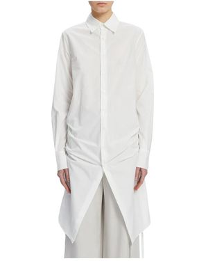 Ann Demeulemeester Bequemes Shirt Mit Kordelzug Und Print - Weiß