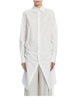 Ann Demeulemeester Kleedjes ,Wit ,Comfortabel Shirt Met Trekkoord En Print