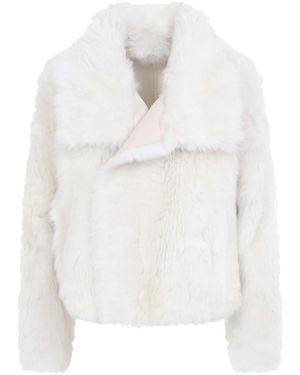 Yves Salomon Kurze Jacke Aus Toskana-Lammleder - Weiß