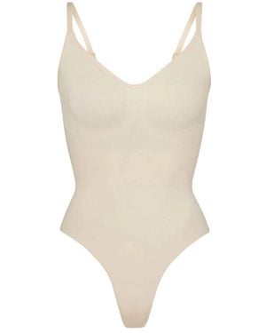 Skims Tops ,Nylon Seamless Sculpt Thong Bodysuit - Wit