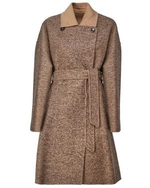 Max Mara Jassen ,Bruin ,Tweed Reversible Cocoon Jas Bruin Tweed Effect