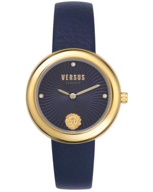 Versus Accessoires ,Geel ,Léa Dameshorloge Blauw Leren Band