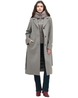 White Wise Single-Breasted Coats - Grey