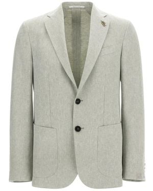 Pal Zileri Jassen ,Groen ,Linnen Brera Single-Breasted Blazer - Grijs