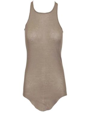 Rick Owens Nauwsluitende Geribbelde Katoenen Top - Bruin
