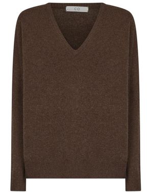 Co. Truien & Vesten ,Bruin ,Kasjmier V-Hals Trui