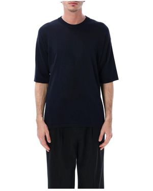 Roberto Collina Tops ,Blauw ,Katoen Over S/S Tee - Zwart
