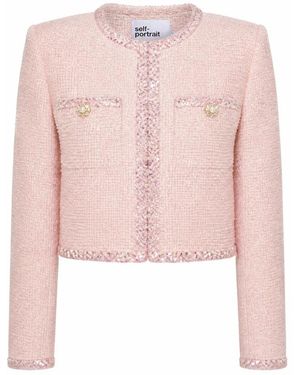 Self-Portrait Boucle-Jacke - Pink