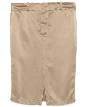Saint Laurent Rokken ,Satijn Taupe Zijden Pencil Rok - Naturel
