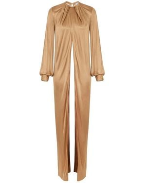Elisabetta Franchi Glanzende Jersey Lange Blouse - Naturel