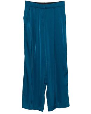 Michael Kors Soepelvallende Wijde Pijpen Satijnen Broek - Blauw