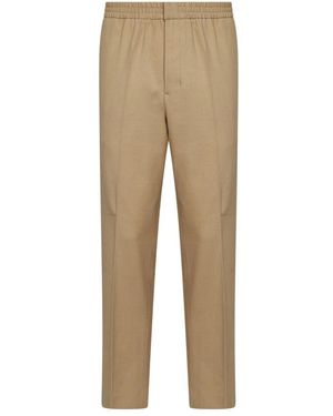 Ami Paris Broeken ,Wol Broek Met Elastische Tailleband - Naturel