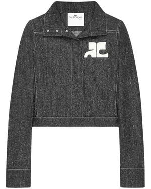 Courreges Denim Tweed Jacke - Schwarz