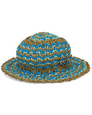 Alberta Ferretti Accessoires ,Veelkleurig ,Hoed Met Brede Rand, Gevlochten - Blauw