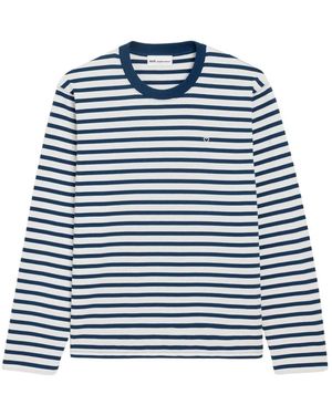 Ami Paris Tops ,Blauw ,Katoen Cotton Long Sleeves Mariniere Ami De Coeur T-Shirt