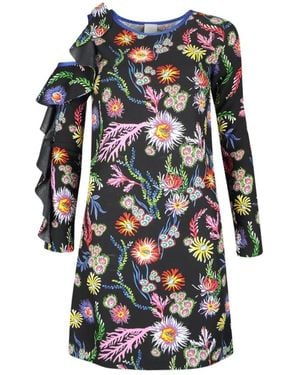 Pinko Mini Blumen Off-Shoulder Kleid - Blau