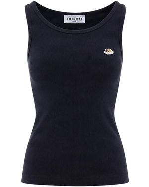 Fiorucci Tops ,Zwart ,Katoen Angels Patch Tank Top - Blauw