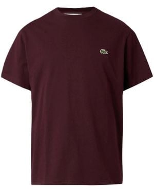 Lacoste Tops ,Bruin ,Katoen Katoenen T-Shirt - Paars