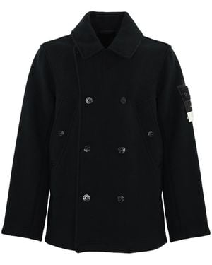 Stone Island Double-Breasted Coats - Black