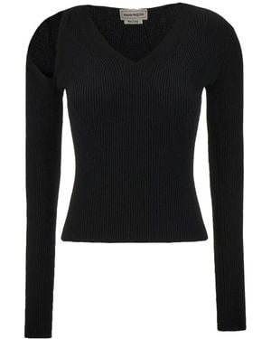 McQueen V-Neck Knitwear - Black