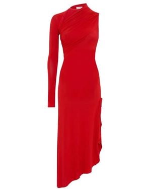 Marine Serre Asymmetrisches Kleid Aus Crepe Jersey & Plumetis - Rot