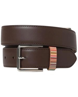 Paul Smith Veelkleurige Gestreepte Leren Riem - Bruin