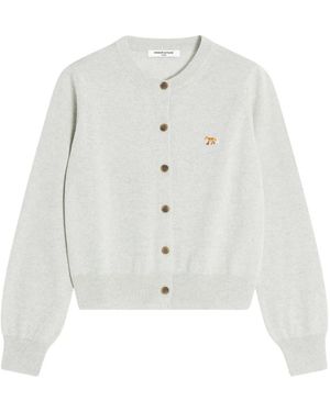 Maison Kitsuné Baby Fox Merino Regular Cardigan - Weiß