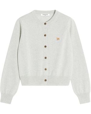 Maison Kitsuné Baby Fox Merino Regular Cardigan - Wit
