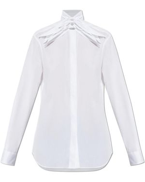 Moschino Overhemden ,Wit ,Katoen Blouse Met Decoratieve Strik Bij De Halslijn