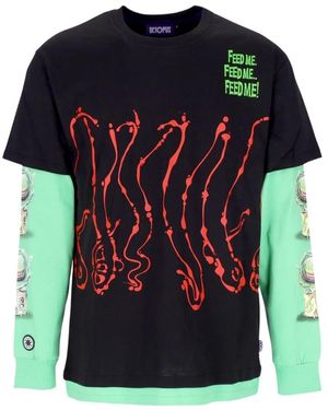 Octopus Schwarzes Langarmshirt Dripper - Blau