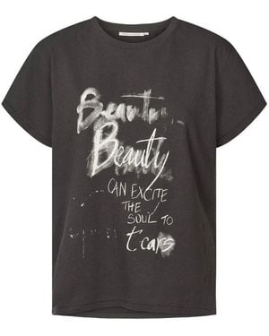 Rabens Saloner Grafik Tee Beauty Bluse Faded - Schwarz