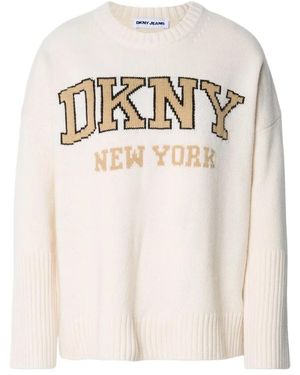 DKNY Varsity Logo Ronde Hals Trui - Wit
