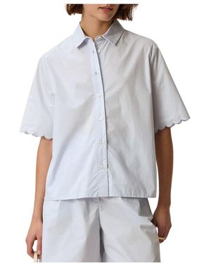 Des Petits Hauts Overhemden ,Blauw ,Katoen Korte Mouw Katoenen Shirt - Grijs