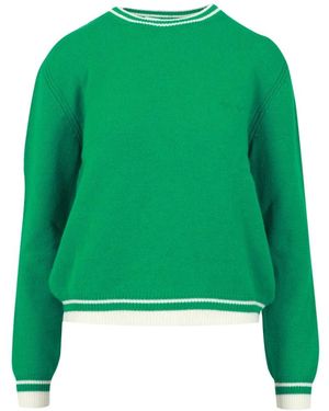 MSGM Grüner pullover aus wolle und kaschmir mit besticktem logo