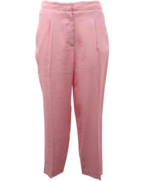 Michael Kors Mk Linen And Viscose Cropped Trousers - Pink