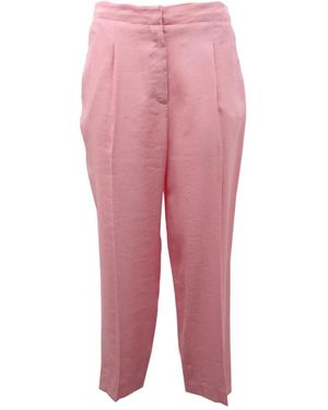 Michael Kors Mk Linen And Viscose Cropped Pants - Pink
