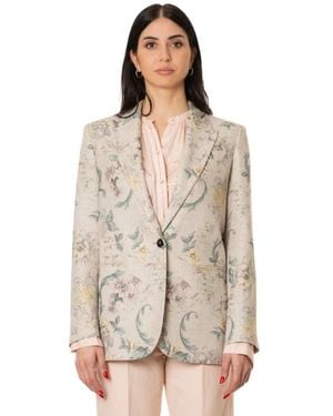 forte_forte Jassen ,Paars ,Leer Giacca Fiorata - Bruin