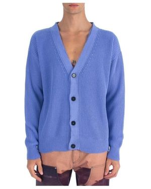 MSGM Herren Lila Baumwoll T-Shirt - Blau
