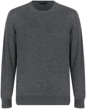 Tom Ford Merino-Woll Pullover Mit Rundhalsausschnitt - Grau