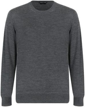 Tom Ford Truien & Vesten ,Grijs ,Wol Merino Wol Trui Met Ronde Hals