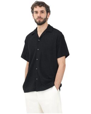 SELECTED Schwarzes Jacquard-Strick Kurzarmhemd