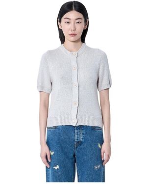 Our Legacy Truien & Vesten ,Silk Knit Crewneck Cardigan - Blauw