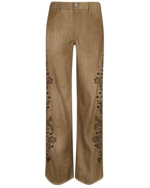 Ermanno Scervino Weite Hose Mit Blumenperforation - Natur