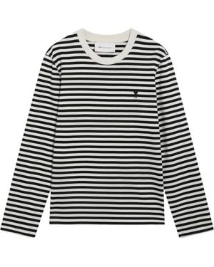 Ami Paris Mariniere Katoenen T-Shirt Met Ami De Coeur - Zwart