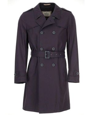 Herno Monogrammiertes, Zweireihiges Trenchcoat - Blau