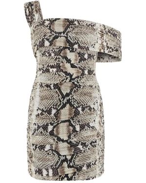 Roberto Cavalli Kleedjes ,Bruin ,Mini Jurk Met Python Print