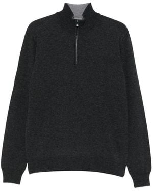 Corneliani Luxuriöser Wolle Kaschmir Half-Zip Pullover - Schwarz
